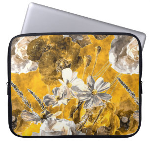 Funda Para Portátil acuarela vintage monocromática floral sin costuras