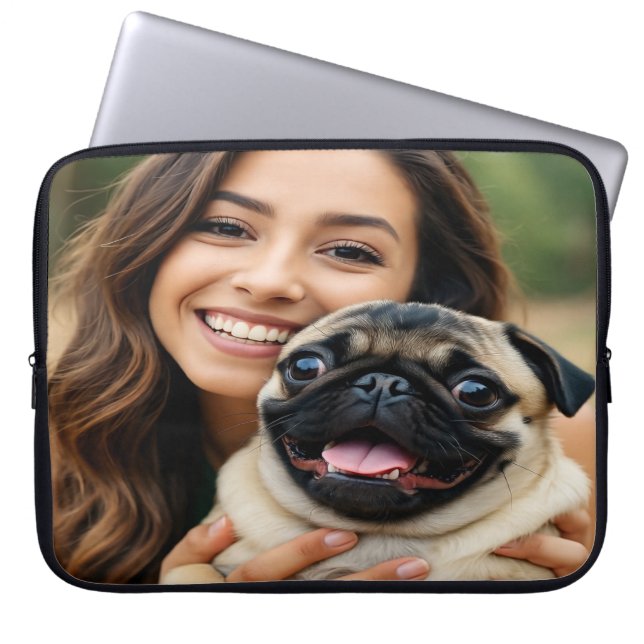 Funda Para Portátil Add Pug Photo Personalize Customize (Frente)