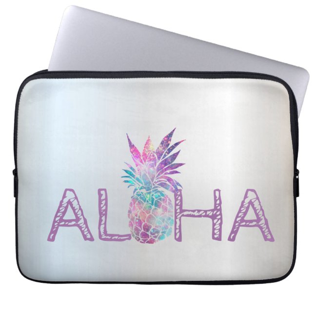 Funda Para Portátil Adorable Aloha Hawaiian Pineapple, Plata (Frente)