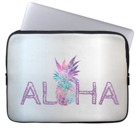 Funda Para Portátil Adorable Aloha Piña Hawaiana, Plata