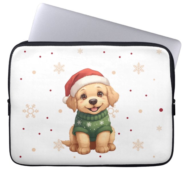 Funda Para Portátil Adorable Christmas Dog - Festive Puppy Christmas (Frente)