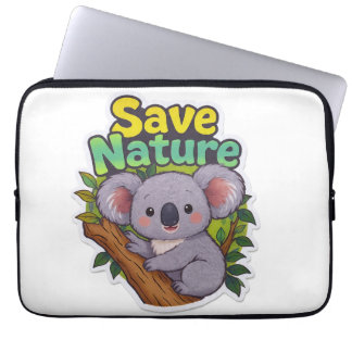 Funda Para Portátil Adorable Kawaii Koala "Salvar la Naturaleza"