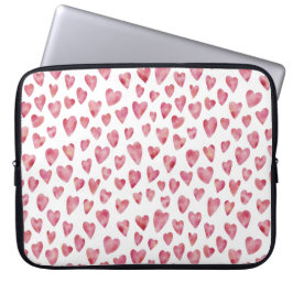 Funda Para Portátil Adorable patrón de corazón de amor acuarela rosa