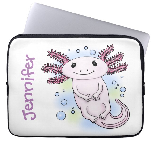 Funda Para Portátil Adorable pink axolotl cartoon (Frente)