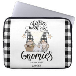 Funda Para Portátil Adorables gnomos lindos de cuadros de búfalo negro