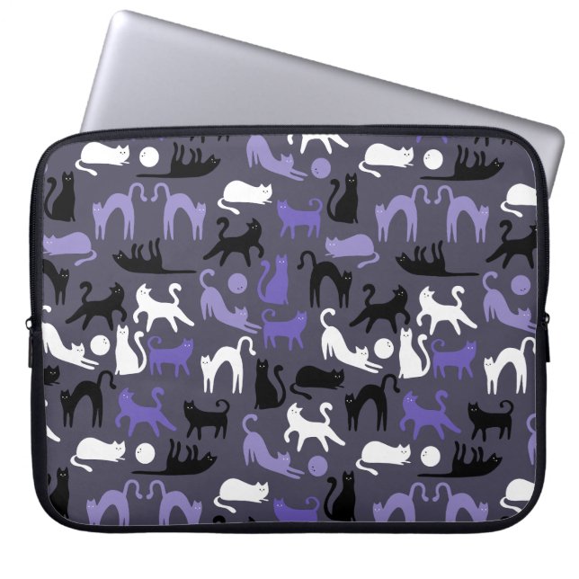 Funda Para Portátil Adorables polos de gato de yoga curado (Frente)