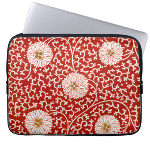 Funda Para Portátil Adorno chino rojo blanco floral de Owen Jones