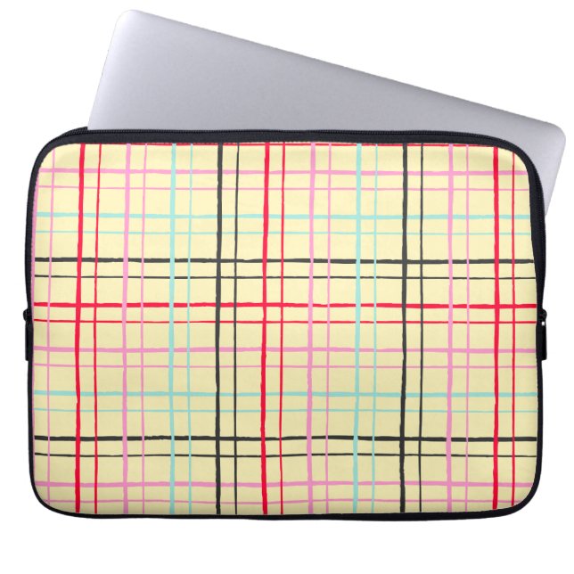 Funda Para Portátil Aesthetic Pastel Hand Drawn Grid Retro Pop (Frente)