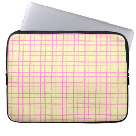 Funda Para Portátil Aesthetic Pastel Hand Drawn Grid Sunshine Yellow