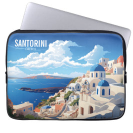 Funda Para Portátil Afiche de viaje de Santorini Grecia