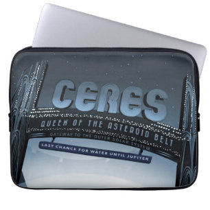 Funda Para Portátil Afiche de viaje espacial retro-Ceres de planeta en