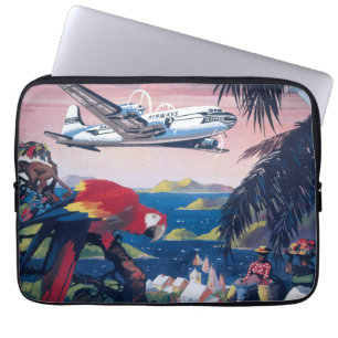 Funda Para Portátil Afiche De Viajes Del Avión De Mar Que Vola Por El 