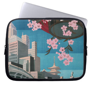 Funda Para Portátil Afiche japonés de viaje vintage de Japón