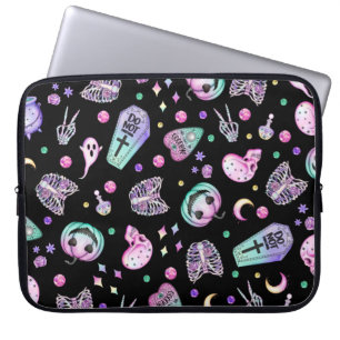 Funda Para Portátil Afiche y cementerio gótico pastel de Halloween