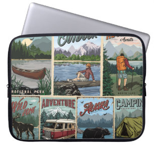 Funda Para Portátil Afiches vintage al aire libre con canoa