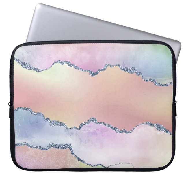 Funda Para Portátil Agitación de áreas | Ombre de acuarela holográfica (Frente)