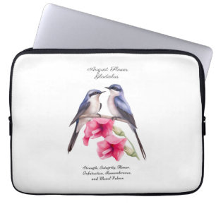 Funda Para Portátil Agosto Mes de Nacimiento Flor Gladiolus con Pájaro