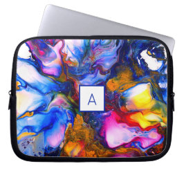 Funda Para Portátil Agosto monogramado Arte fluido personalizado