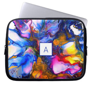 Funda Para Portátil Agosto monogramado Arte fluido personalizado