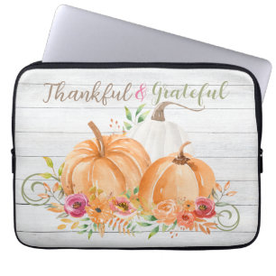 Funda Para Portátil Agradecimiento Acuarela de calabaza otoñal