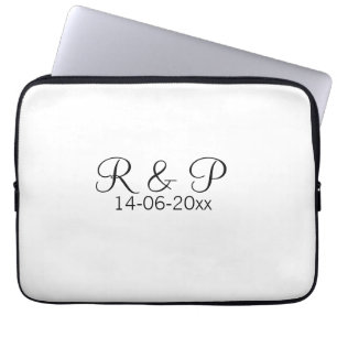 Funda Para Portátil Agregar monograma de nombre de pareja agregar fech