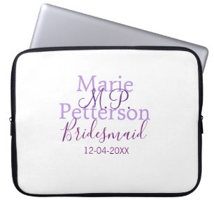 Funda Para Portátil Agregar nombre de monograma letra damas de honor b