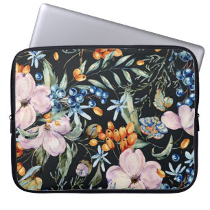 Funda Para Portátil Agua suave: bayas florales rosas