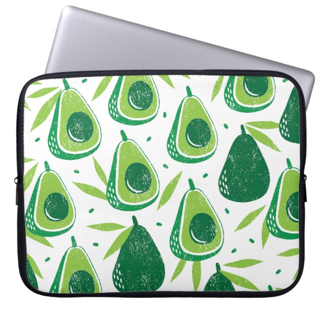 Funda Para Portátil Aguacate, estampado texturado, patrón sin fisuras. (Frente)