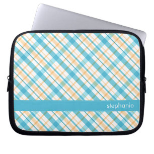 Funda Para Portátil Aguamarina y modelo amarillo de la tela escocesa