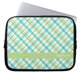Funda Para Portátil Aguamarina y modelo verde de la tela escocesa