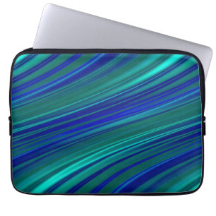 Funda Para Portátil Aguamarina y rayas onduladas del azul real