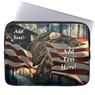 Funda Para Portátil Águila calva Bandera Americana País Portátil Sleev