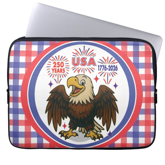 Funda Para Portátil Águila calva con fuegos artificiales - Estados Uni (Frente)
