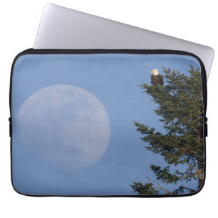 Funda Para Portátil Águila calva   Luna llena creciente