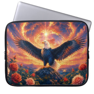 Funda Para Portátil Águila Calva Majestuosa al Amanecer Estilo Geométr