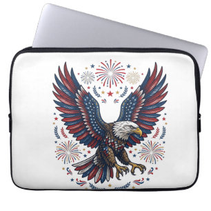 Funda Para Portátil Águila calva patriótica fuegos artificiales vector