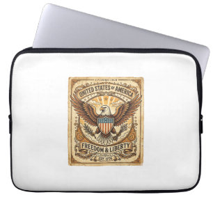 Funda Para Portátil Aguila Calva Patriotica Vintage Deteriorada