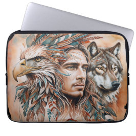 Funda Para Portátil Águila - Hombre - Lobo - acuarela arte 1 - Diversi