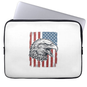 Funda Para Portátil Águila Patriótica Bandera Americana Grabado Vintag