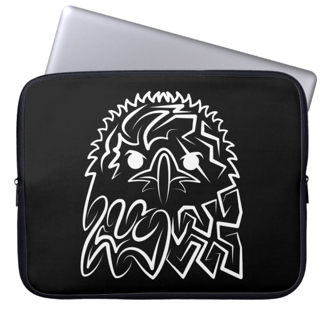 Funda Para Portátil Águila Tribal Negra y Blanca (Frente)