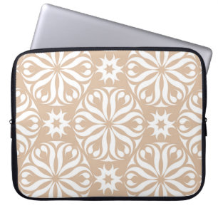 Funda Para Portátil Aire de flores beige y blanco. Patterna sin mar