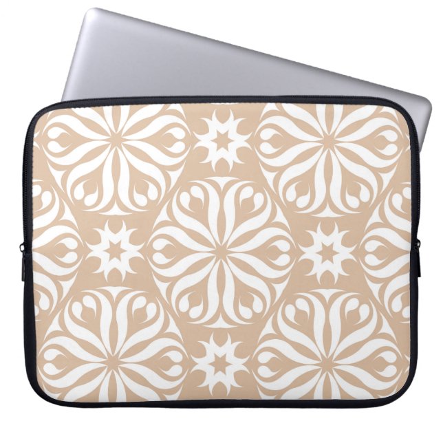 Funda Para Portátil Aire de flores beige y blanco. Patterna sin mar (Frente)