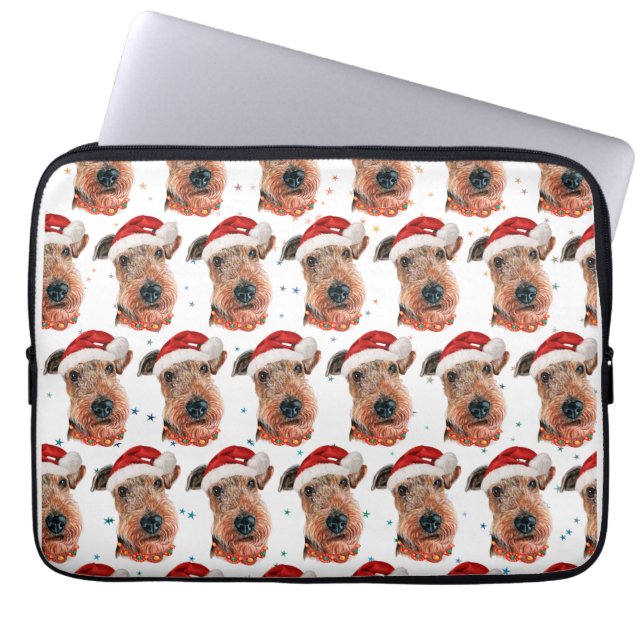 Funda Para Portátil Airedale Terrier raza de perro Navidad (Frente)