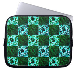 Funda Para Portátil Ajedrez azul verde y cielo o cian, con rectángulo