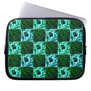 Funda Para Portátil Ajedrez azul verde y cielo o cian, con rectángulo