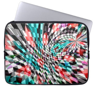 Funda Para Portátil Ajedrez torcido en color rojo y azul, panorama