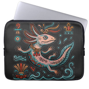 Funda Para Portátil Ajolote Azteca Xolotl piedra erosionada arte triba