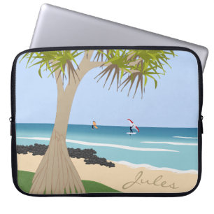 Funda Para Portátil Ala Relieve metalizado Surfers Pandanus Tree en la