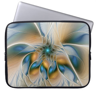 Funda Para Portátil Alarmante, Abstracta Fantasía Fractal Art Con Azul