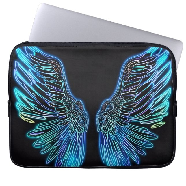 Funda Para Portátil Alas Neon Black and Blue Angel (Frente)